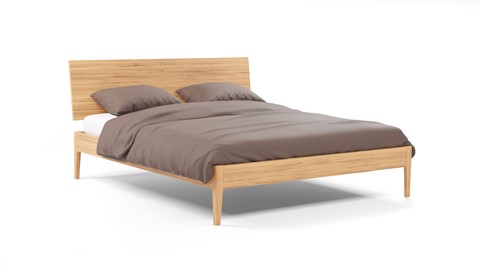 Bed Sky met hoofdbord en poten hout, eiken honing