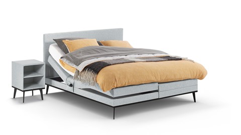 Boxspring Viggo verstelbaar met Silver Pocket Deluxe Foam matras, oakland grijs