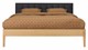 Bed Sky eiken met hoofdbord gecapitonneerd en poot hout, honing lederlook zwart