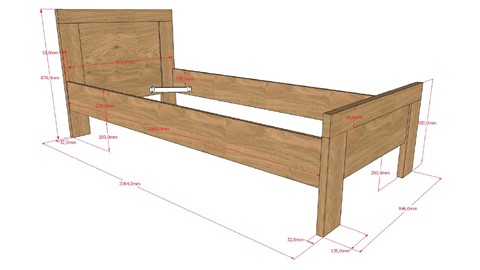 Bed Sam met nachtkast, eik
