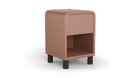 Nachtkast rond B Bright met 1 lade en poten, blush