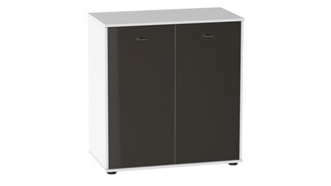 Commode Tokio met 2 deuren, wit/glas havanna