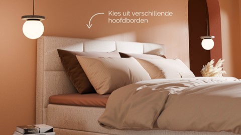 Boxspring Crystal soft touch met gestoffeerd matras, beige