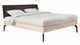 Bed Sky eiken met hoofdbord stof en poot metaal, eiken lederlook grijs
