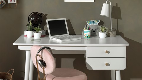 Bed Billy met nachtkast en bureau, white