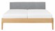 Bed Sky eiken met hoofdbord stof en poot hout, honing stof basalt