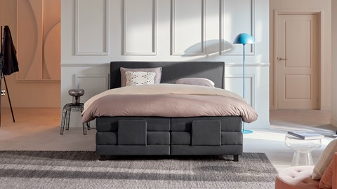 Boxspring Autentik Tunn verstelbaar met gestoffeerd matras, anthracite