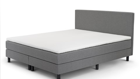 Boxspring Cisano vlak met gestoffeerd matras, lichtgrijs