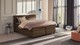 Boxspring Autentik Tunn vlak met gestoffeerd matras, cappuccino