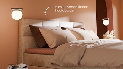 Boxspring Crystal linen touch vlak met gestoffeerd matras, beige