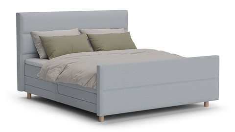 Boxspring Mica soft touch verstelbaar met gestoffeerd matras, light blue