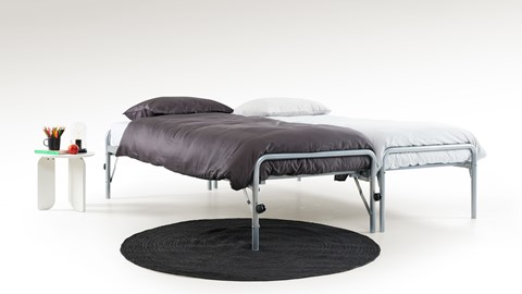 Bed met onderschuifbed Doppia, zilver