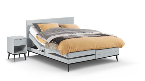 Boxspring Viggo verstelbaar met Silver Pocket Deluxe Foam matras, oakland grijs