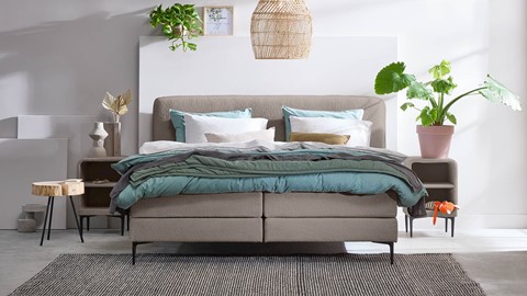 Boxspring Quartz vlak met gestoffeerd matras, rpes 83