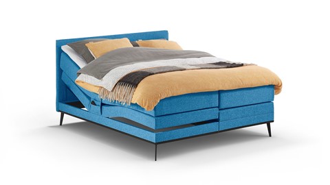 Boxspring Viggo verstelbaar met gestoffeerd matras, towel blauw