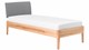 Bed Sky beuken met hoofdbord stof en poot hout, beuken stof basalt