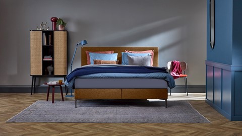 Boxspring Emerald vlak met B Bright 3100/3150 PK, cognac