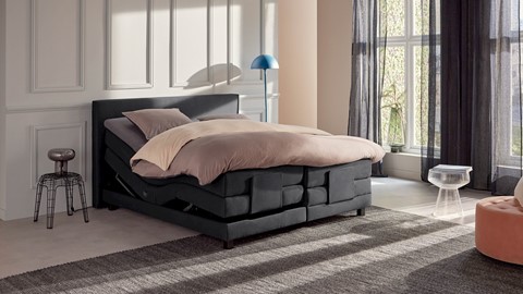 Boxspring Autentik Tunn verstelbaar met gestoffeerd matras, anthracite