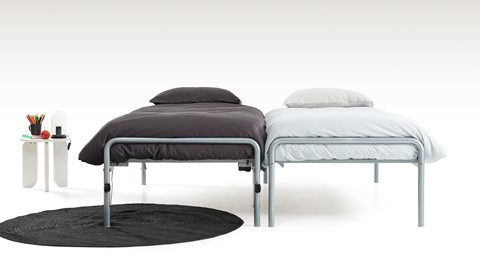 Bed met onderschuifbed Doppia, zilver