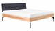 Bed Sky beuken met hoofdbord gecapitonneerd en poot metaal, beuk stof grijs