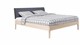 Bed Sky eiken met hoofdbord stof en poot hout, eiken stof grijs