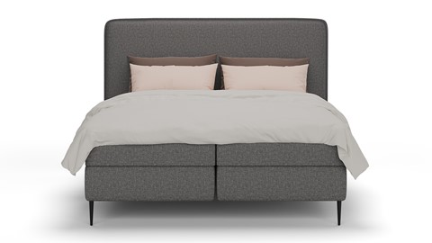 Boxspring Quartz linen touch vlak met gestoffeerd matras, dark grey