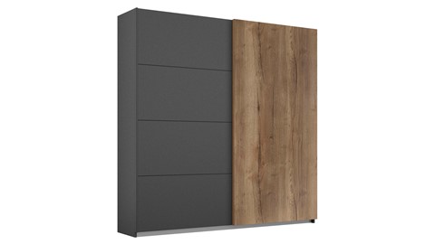 Schuifdeurkast Hallifax, grijs metallic/eiken