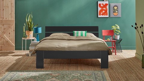 Bed Fresh met hoofdbord, antraciet