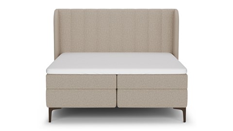 Boxspring Ivory linen touch vlak met gestoffeerd matras, beige