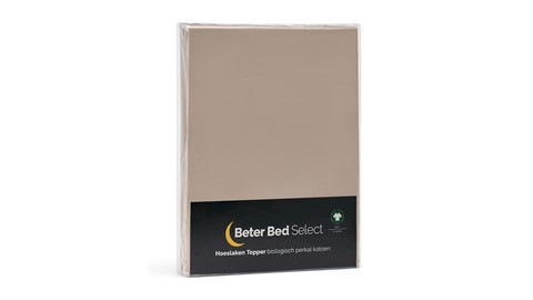 Hoeslaken Biologisch perkal topper, taupe