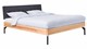 Bed Sky beuken met hoofdbord gecapitonneerd en poot metaal, beuk stof grijs
