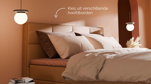 Boxspring Crystal soft touch met gestoffeerd matras, mocha mousse