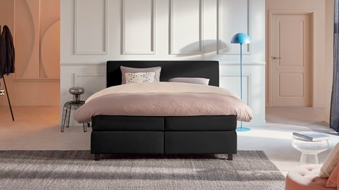 Boxspring Autentik Tunn vlak met gestoffeerd matras, black