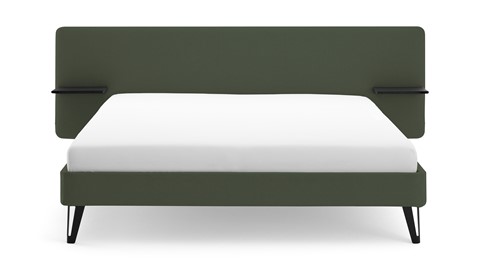 Bed Bädd Forma met Bossflex 400 vlak en gestoffeerd matras, etna green