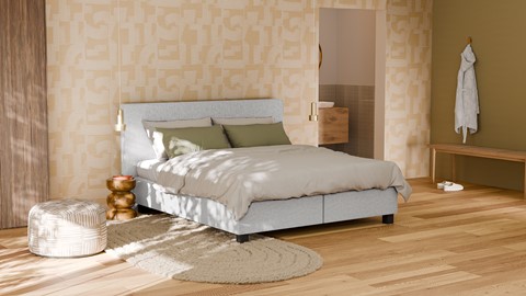 Boxspring Autentik Tunn met B Bright Platinum 200 matras, light grey