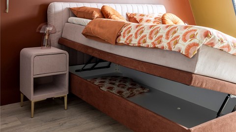 Opbergbox Ruby vlak met gestoffeerde matras, roze/bruin
