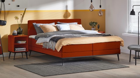 Boxspring Viggo vlak met gestoffeerd matras, adore koper
