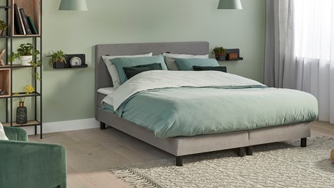 Box Ambra vlak met gestoffeerd matras, lichtgrijs