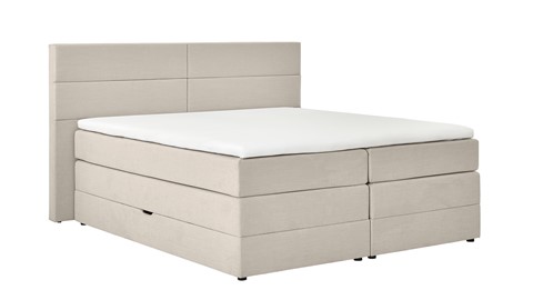 Opbergboxspring Pearl vlak met gestoffeerd matras, natural