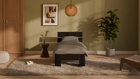 Bed Fresh met hoofdbord, zwart