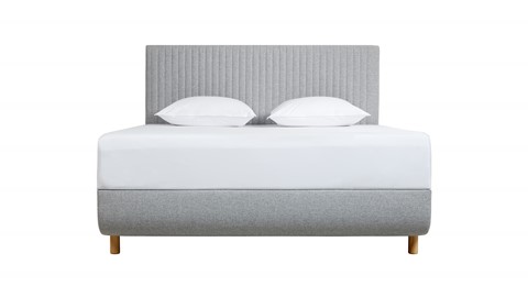 TEMPUR® Bed Arc met hoofdbord Vertical, vlakke schotelbodem en Pro matrassen, Stone