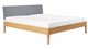 Bed Sky eiken met hoofdbord stof en poot hout, honing stof basalt