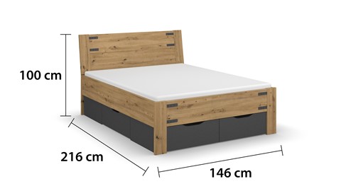 Opbergbed Birmingham met laden, bruin
