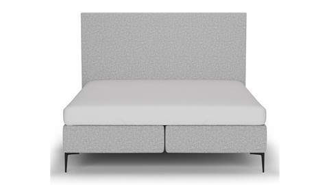 Boxspring Emerald met Silver Pocket Deluxe Foam matras, light grey