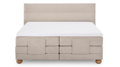 Boxspring Solid Lina verstelbaar met gestoffeerd matras, naturel