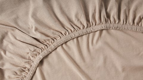 Hoeslaken Beter Bed Select Biologisch perkal topper, taupe