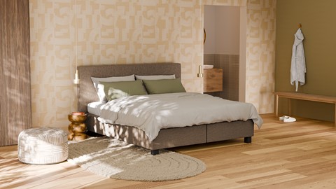 Boxspring Autentik Tunn met B Bright Platinum 200 matras, caramel