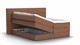Opbergboxspring Pearl vlak met gestoffeerd matras, camel
