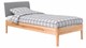 Bed Sky beuken met hoofdbord stof en poot hout, beuken stof basalt