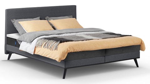 Boxspring Viggo vlak met Emma O2 matras, adore antraciet